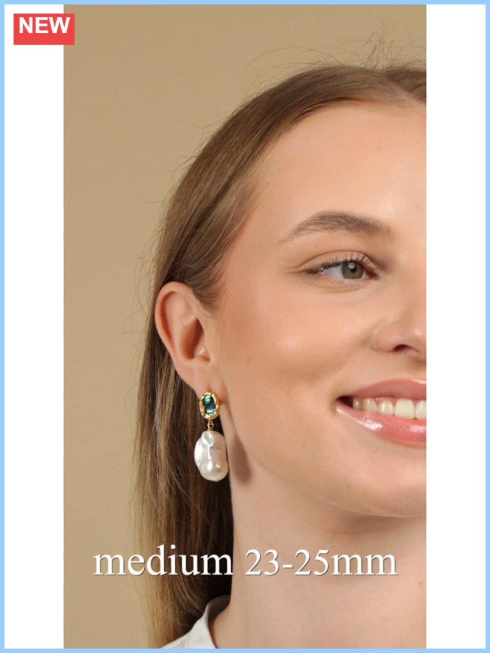 14k Gold Plated 925 Sterling Silver Baroque Pearl Drop Earrings - Picture 6 of 6
